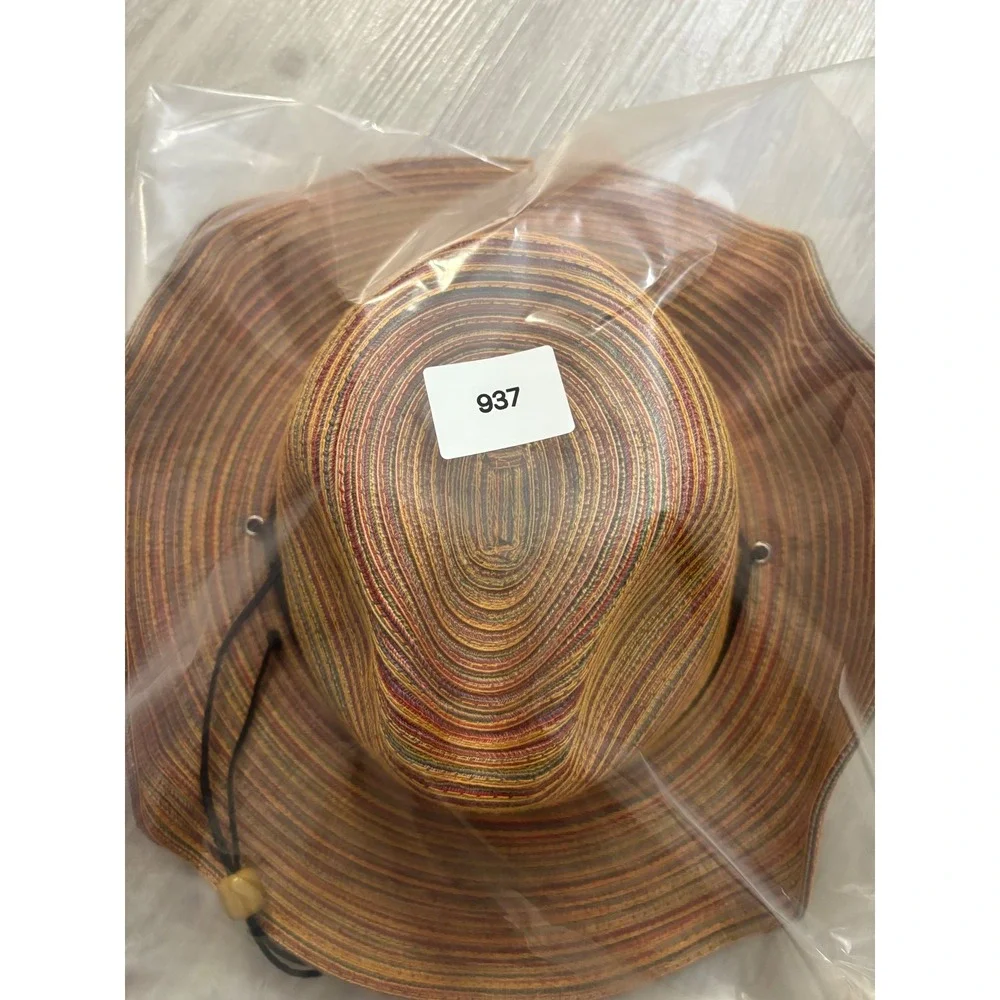 American Hat Makers Hat Women Multi Color Striped Sun Wide Brim Cowboy One Size